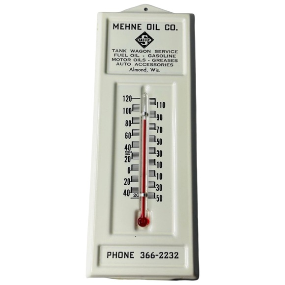 Mehne Oil Co. Skelly Advertising Thermometer - Vintage Almond, Wisconsin Gas Sta - Picture 2 of 4